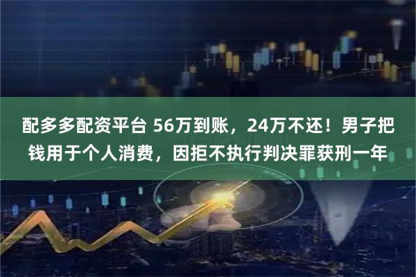配多多配资平台 56万到账，24万不还！男子把钱用于个人消费，因拒不执行判决罪获刑一年